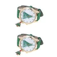 Relojes de pulsera 2pcs estilo estilo navideño moda moda muñeca verde (árbol de navidad)