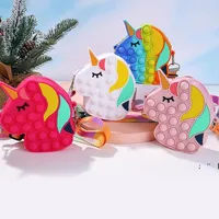 Novo Fidget Brinquedos Sensory Bubble Unicorn Ombro Saco Celular Correias Dedo Push Bolsa Caixa Moeda Bolsa De Descompressão Brinquedos RRA10562