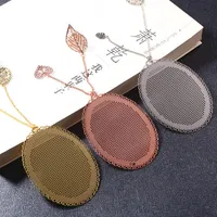 Bookmark Chinese Style Metal Bookmarks Hollow Ornaments DIY Cross Stitch Book Mark Oval Red Copper Color Handmade Clip Craft Gift