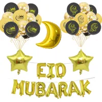 100 unids Eid Mubarak Globos 12inches Decoración de la fiesta Muslim Foil-Globo 30cm Moon Star Party-Decoration Foil Mylar Balloon; Suministros de fiesta de 12 pulgadas