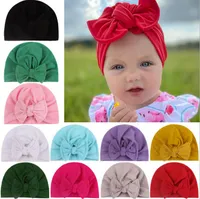 Hot Fashion Cute Kids Bambino Unisex Maglia in cotone Cap Pneumatico Cap Turban Colourful Baby Hat Color Cotton Cotton 18 Color