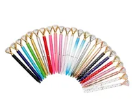 Yaratıcı Metal Tükenmez Kalem Büyük Gem Elmas ile 20 Renkler Lüks Kalemler Kristal Cam Kawaii Moda Okul Ofis Malzemeleri