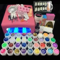 Nail Art Kits 36w Uv Lamp For Nails Gel Manicure Kit Acrylic Mold Display Glittery Dust File False Tips Decor Solon Using