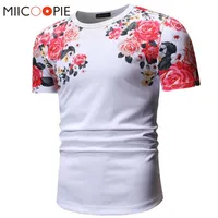 Sommar vackra blommor tryckta t-shirt för män / kvinnor harajuku blommig kortärmad tee shirt Homme streetwear camiseta hombre