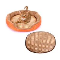Kenlels Długopisy 1 PC Pet Bed Cat Cool Mat Pad Lato Chłodzenie Małe Maty Dog Skrzynki i Łóżka Słoma Bambusowe Przytulne akcesoria