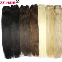 16 "-28" 100 g / szt. 100% Remy Human Hair Weft Extensions Extensions Prosty Natural Silk Non-Clips