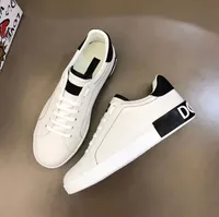 Lyx 22s / s vita läder kalvskinn Nappa portofino sneakers skor !! Högkvalitativa varumärken Komfort Utomhus tränare Mäns Casual Walking Eu38-46.box