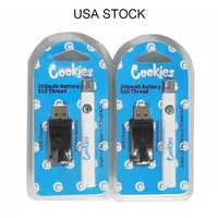 미국 주식 쿠키 배터리 350mAh 전자 담배 vape 카트 예열 510 스레드 가변 전압 충전식 배터리 블리스 터 포장 500pcs / 케이스