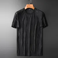 Homens camisetas Verão Verão Manga Curta Mens Luxo Fio Tintura Jacquard Casual Masculino Plus Size 4XL Slim Black Man