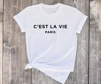 Kvinnors t -skjortor c'est la vie feminist franska kvinnor mode slogan rolig enkel gata stil grunge tumblr hipster bomull casual party tees
