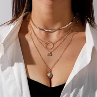 Hanger Kettingen Elegant Crystal voor Vrouwen Vintage Olifant Sieraden Goud Zilverkleur Multi-Layer Cirkel Collier Ketting