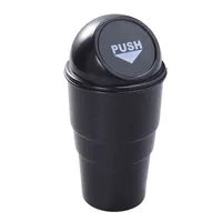 Car Trash Can With Lid Garbage Dust Bin Storage Fits Cup Holder In Console Or Door (Black) W220312