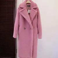 Piel de mujer Faux Winter Teddy Coat Women High Street Oversized Chaquetas de gran tamaño y abrigos Lana de lana de lana CWF0004-5