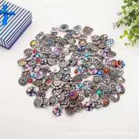100pcs Lot 18MM Snaps Charm Mixed Style 18mm Interchangeable Button Fit For Ginger Snaps Fashion Jewelry 64 T2