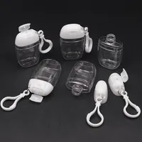 Garrafa de sanitizador de mão 30ml com chaveiro anel gancho transparente transparente recipientes recipientes de festa de garrafa de viagem Favor 2021
