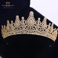 Clips de cheveux Barrettes Top Qualité Superbe Bandes de poils de mariage en zircon complet pour les mariées Cristal Tiaras Crowns Accessoires d'or
