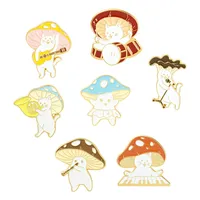 Kattkonsert Pin Mushroom Enamel Badges Kvinnors Anime Broscher på Ryggsäck Mini Hijab Pins Söt dekorativa Badges Brosch