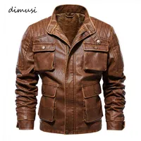 Dimusi Men's Giacche in pelle Casual Vintage PU Leather Coats Man Slim Fit Faux Moto Giacche Moto Biker Giacche Abbigliamento 5XL Y1122