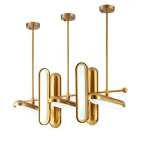 Postmodern Gouden Art Deco Golden Iron Glas Kroonluchter Verlichting Luster Suspension Luminaire Lampen voor Eetkamer