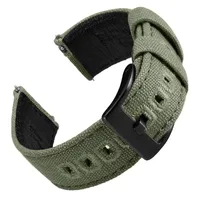 Посылки Watchs Каждая ткань Холст + Натуральные кожаные ремни с быстрым выпуском пружинной барной зеленой парусной полосы