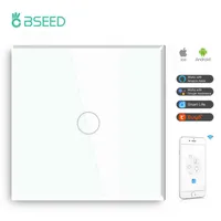 5PC Bseed Smart EU UK 1 Gang 1/2/3 Way Touch Wifi Light Switch Grey White Black Smart Switches Tuya Alexa Compatible Home Decoration W220314