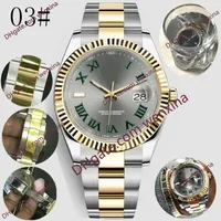 17 Hoge Kwaliteit Mens Automatische Mechanische Horloges 41mm Groen Romeinse Numerals Wijzerplaat Volledige roestvrij staal Zwemhorloge Horloges Super Luminous Watch