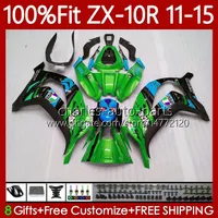 Spritzgussform für Kawasaki Ninja ZX-10R ZX 10R 1000cc 10 R 2011-2015 Körper 1011.133 ZX1000 C ZX-1000 Shark Green 2012 2012 2013 2014 2015 ZX10R 11 12 13 14 15 OEM-Verkleidung