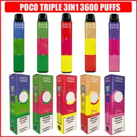 Poco 트리플 3in1 3600 일회용 전자 담배 굴착기 펜 장치 사전 채워진 9ml 포드 카트리지 1000mAh 배터리 vapes 스틱 5 색
