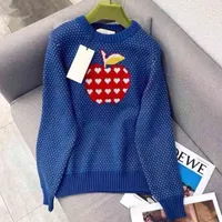 Diseñador Double G Women's Knits Sweater de manzana Mujeres suelta Cuello redondo Suéter de manga larga superior