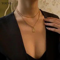 Kettingen Youvi 2 stks Goth Necklace voor Dames Butterfly Lock Paar Pedants Koreaanse Fashion Choker Charm