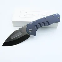 Smke Knives Anpassad MDF Pocket Folding Knife D2 Satin Blade Anodiserad Titanhandtag Taktisk Survival Camping Knife