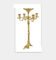 2021 Top rated gold plated floor candelabra 85cm metal candle holder, pure gold candleholder with nice flower bowl