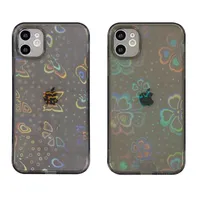 Laser Aurora Glitter Bling Soft Clear TPU Phone Cases for iPhone 13 12 11 Pro Max Mini XR XS X 8 7 Plus Butterfly Plum Blossom Heart