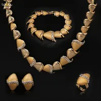 Ohrringe Halskette Mode Dubai Gold-Color Shell Zubehör Bridal Jewelry Sets Anweisung Afrikanische Perlen Set