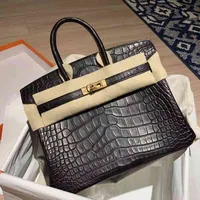 Herme Birkins handbag Crocodile Leather totes Women Designer Luxurys Handbags Women's 2022 Fashion Cowhide Bag Commuter Versatile