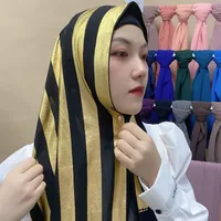 Série Black Semiffon Hijab Echarpe Bronzing Feather Feuille de géométrie motif châle tête de châle pour femmes musulmanes foulards de cardescarfs turban