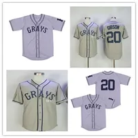 安くファッションホームステッドグレイズネグロリーグボタンダウン野球ジャージ20 Josh Gibson刺繍スポーツシャツ高品質