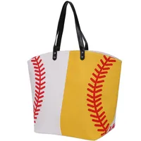 Bolsa de beisebol para mulher shopping saco de viagem lona bolsa casual com saco de esportes de linho de poliéster
