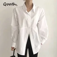 Blouses Femmes Chemises Etooo Moqueuse à manches longues Blancs Mode Chemise en vrac Casual Bureau Bouton Bouton Dame Qt1309