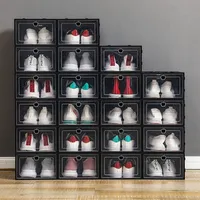 투명 신발 상자 신발 주최자 두꺼운 접이식 방진 저장 상자 쌓을 수있는 캐비닛 판매
