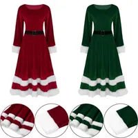 Повседневные платья женские дамы мягкие бархатные миссис Санта-Клаус для женщин 2021 костюм сплошные рождественские платья одежда Vestidos de Mujer