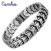 Escalus Vintage Antique Silver Color Magnetic Bracelet For Men Wristband 26pcs Magnets Charm Health Bracelets Jewelry Gift
