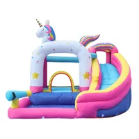 Unicorn Inflatable Water Slide With Pool Garden Supplie Toss Game For Kids Unicorns Combo w  Ball Pit WaterGun Spray