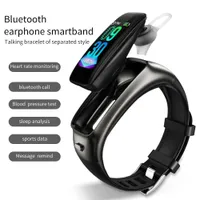 Toptan TB02 Bluetooth Kulaklık Akıllı Bilezik 2 in 1 Gürültü Azaltma Mic ile 0.96 "Kalp Hızı Kan Basıncı Akıllı Bant Müzik Kulaklıklar