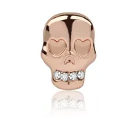 Passt Pandora Sterling Silber Armband 30 stücke Rose Gold Menschliches Skelett Perlen Charms für European Schlange Charme Kette Mode DIY Schmuck Großhandel