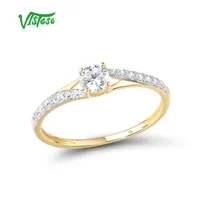 VISTOSO Gold Rings For Women Genuine 9K 375 Yellow Ring Sparkling White CZ Promise Band Anniversary Fine Jewelry 220122