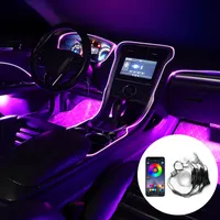 6/8m LED Bandes de LED RVB Fibre Optique Atmosphère Lampes de voiture Coloré Lights Intérieur Ambient Light Dashboard Décoratif AppControl
