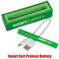 Hot SmartCart аккумуляторный комплект Green Smart Cards 380mah Предварительно нагревая VV Переменное напряжение Дние USB Зарядное устройство Vape Pen для 510 толстого масла Cartridgea29