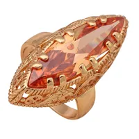 Anillos de boda Diseño agraciado Big Zirconia para damas oro fiesta de moda joyería anaranjado cristal anillo sz # 7 # 8 # 9 jr2027a