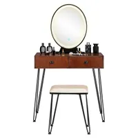 Yatak odası mobilya demir tuvalet masası basit siyah ayak kahverengi masaüstü ile açık üç renkli ayarlanabilir